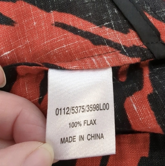 Hobbs Dress Size 12  UK Burnt Orange Black Tiger Print  100% Flax Tie Waist - Picture 9 of 9